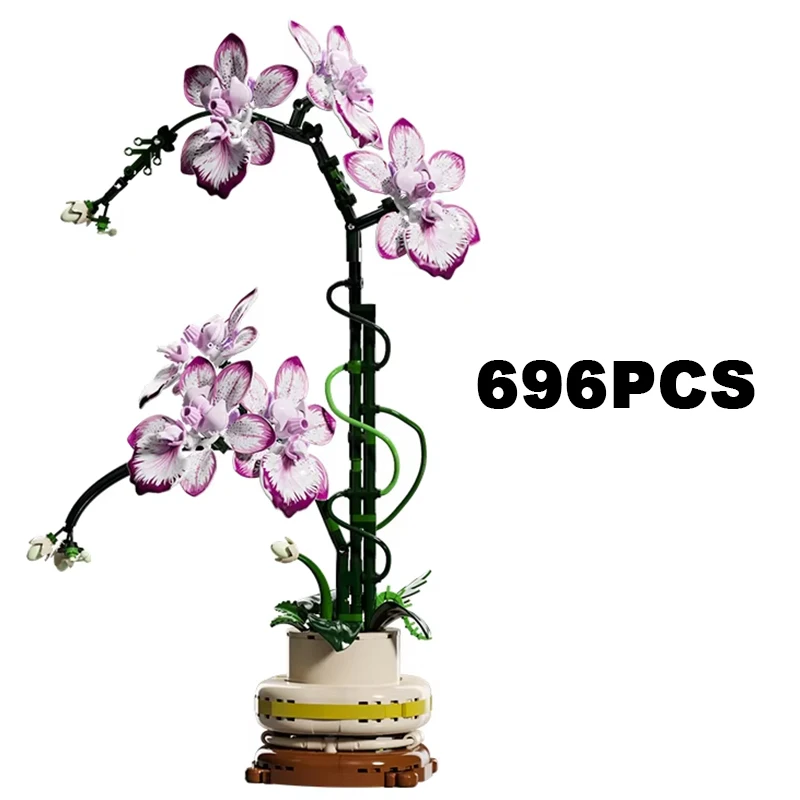 Creatieve Orchidee Boeket Ingemaakte Bouwstenen Onsterfelijke Bloem Thuis Bureau Plant Decoratie Monteer Bakstenen Speelgoed Cadeau Voor Meisje Dame - afbeelding 1