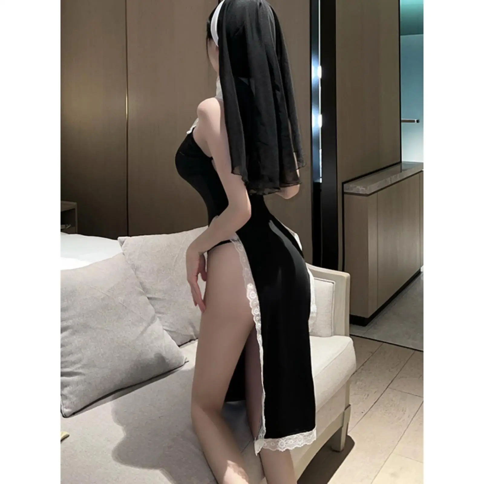 Костюм монахини Pure Desire, сексуальный костюм Мэри loween orm, кружево с высоким разрезом Dr, китайский бренд, женская модная традиционная сценическая одежда