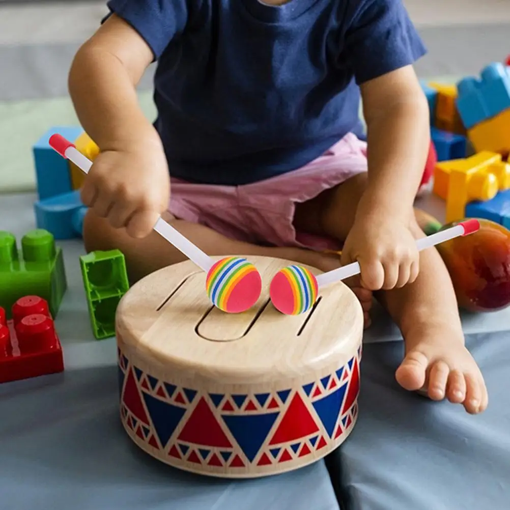 

8pcs Drumsticks Lollipop Shape Drumstick Percussion Stick Children Mallet Music Toy Sponge Drum Stick Rainbow Color Drum Sticks