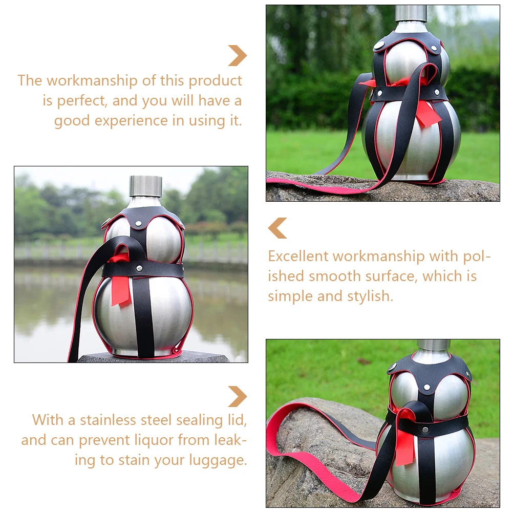

1Set Stainless Steel Wine Pot Portable Outdoor Gourd Shaped Liquor Container Leak Proof Sealing Lid Home Decoration Random Color