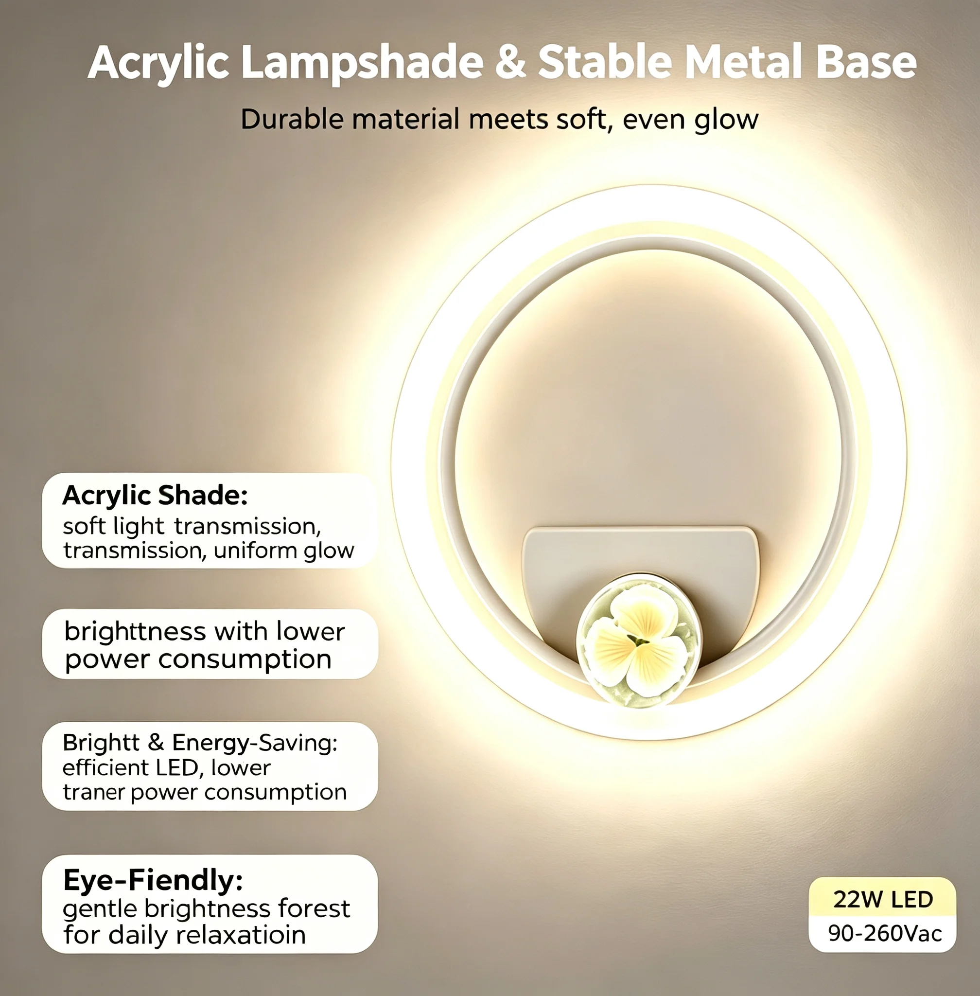 Modern Round Wall Lamp LED Acrylic Wall Light Sconce Living Room Aisel Corridor Bedroom Bathroom Home Decoration Indoor Lighting
