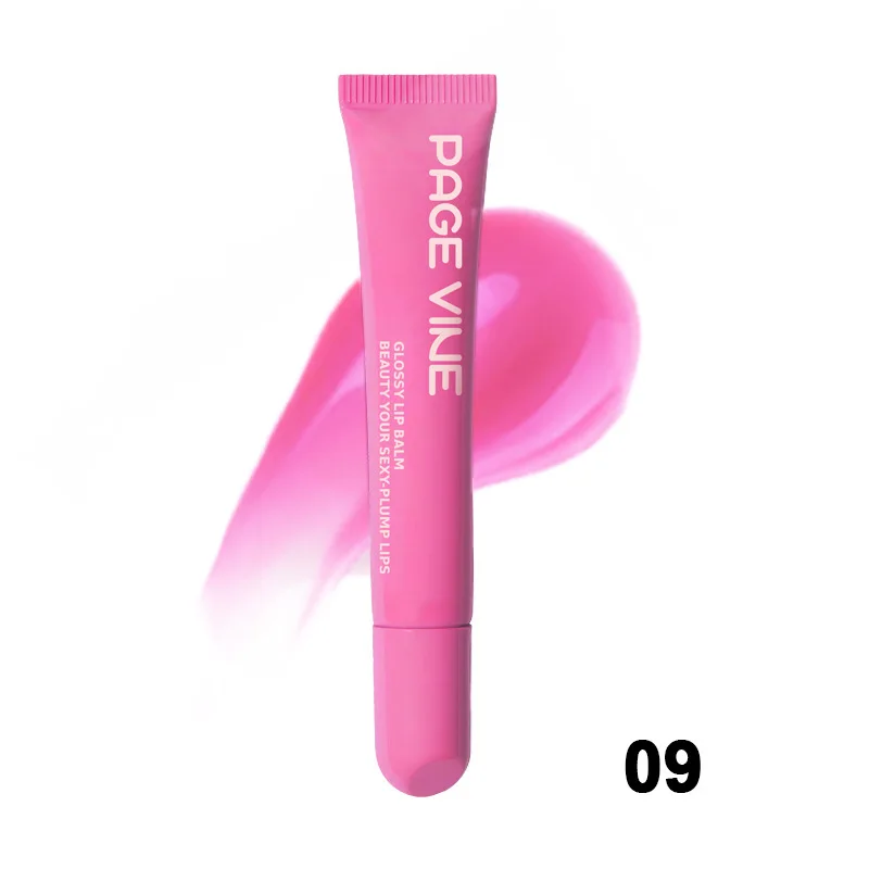 PAGE VINE Peptide Lipgloss, flüssig, wässrig, glänzend, Gelee-Tönung, Lippenfleck, feuchtigkeitsspendender, feuchtigkeitsspendender Lippenbalsam, sexy, prallere Lippen, Make-up