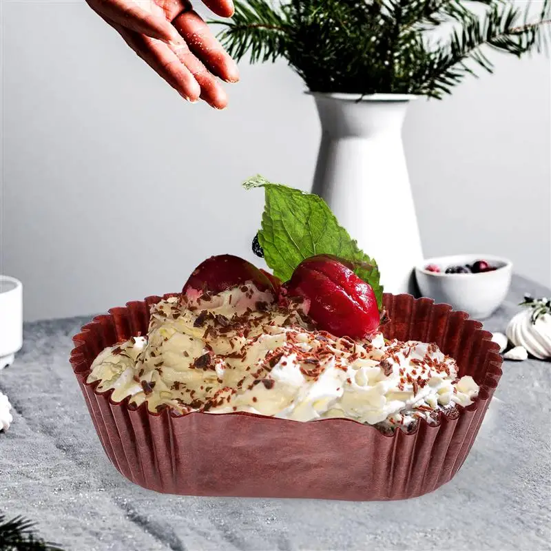 1000 buah cangkir kue Oval cangkir panggang sekali pakai cangkir kue kertas bungkus bentuk perahu cangkir kue untuk kertas sutra menggambar cangkir kertas