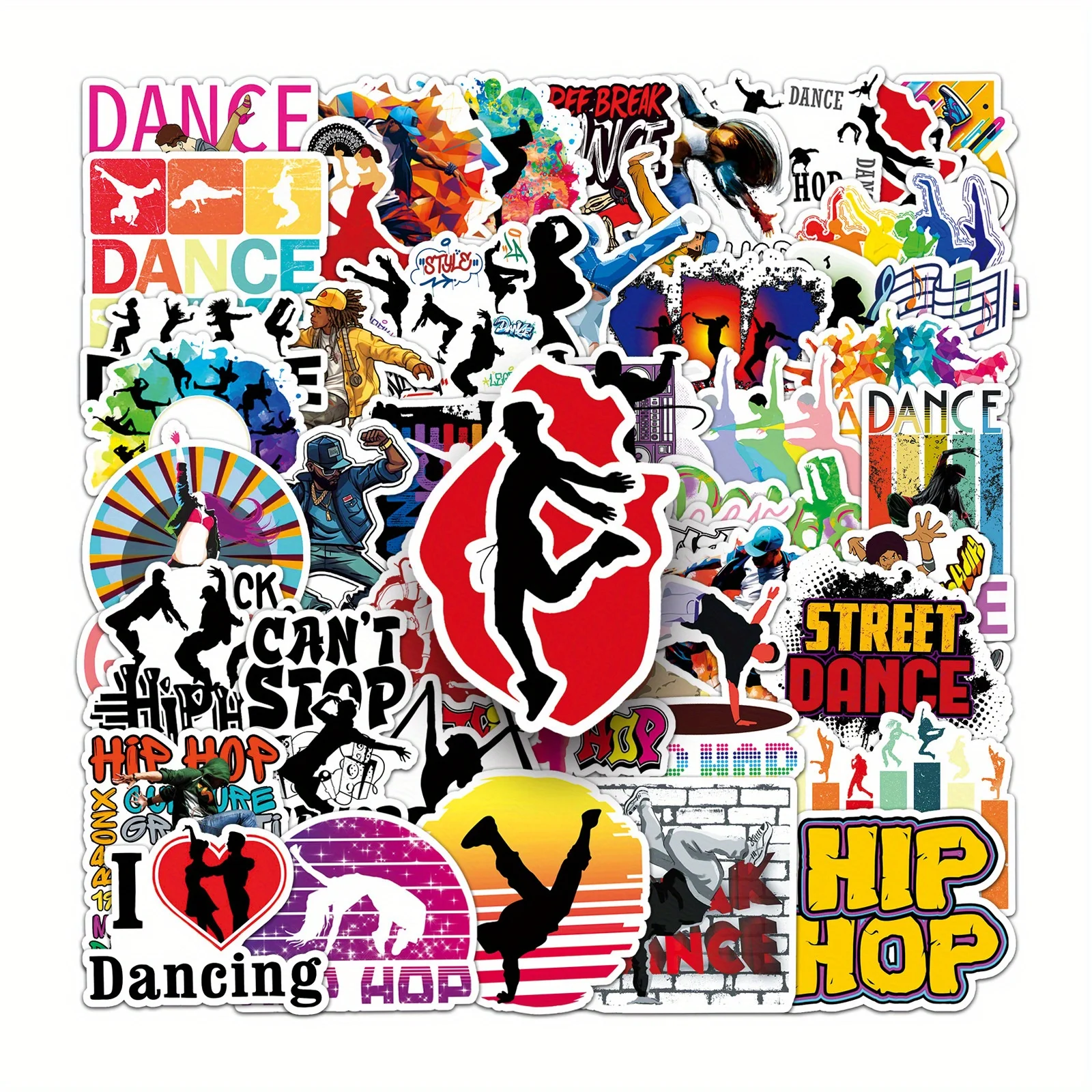 Paquete de 50 Pegatinas Creativas de Graffiti para Baile, Decorativas para Maletas, Botellas de Agua, Cuadernos, Monopatines, Autoadhesivas
