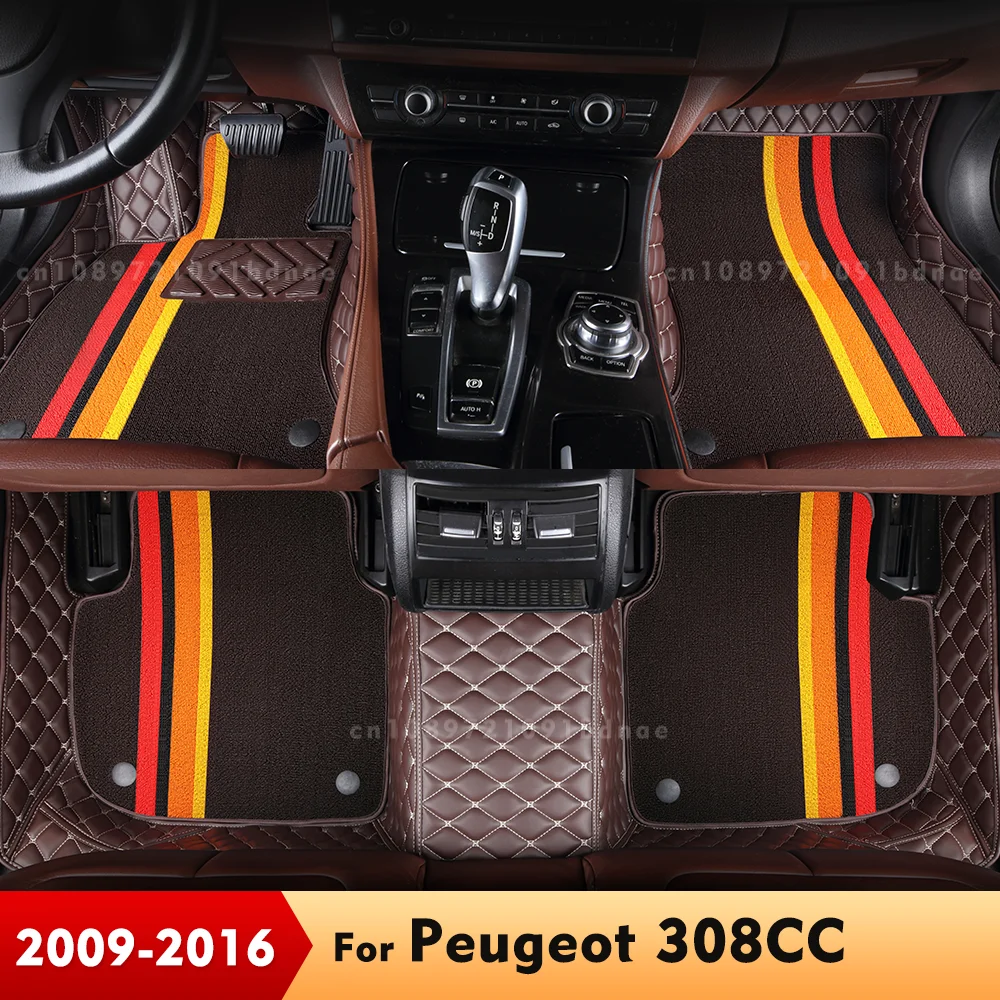

Для Peugeot 308CC 2009-2016 15 14 13 12 11 двухслойные автомобильные коврики на заказ, автомобильные подушечки для ног, ковровый чехол, аксессуары для интерьера
