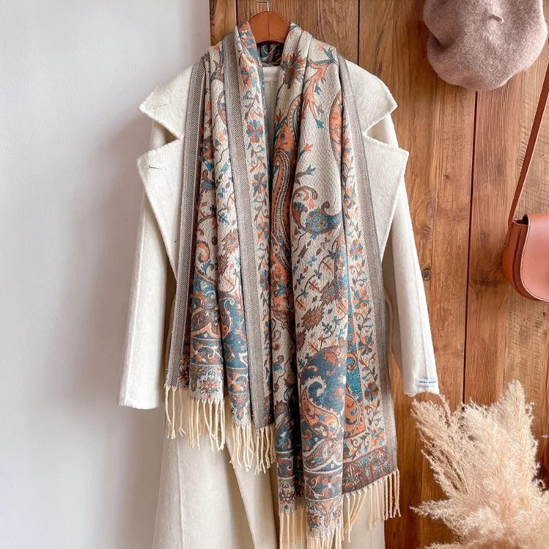 

New ethnic retro fringe shawl wrap two-in-one women's travel vacation photo scarf cape coat