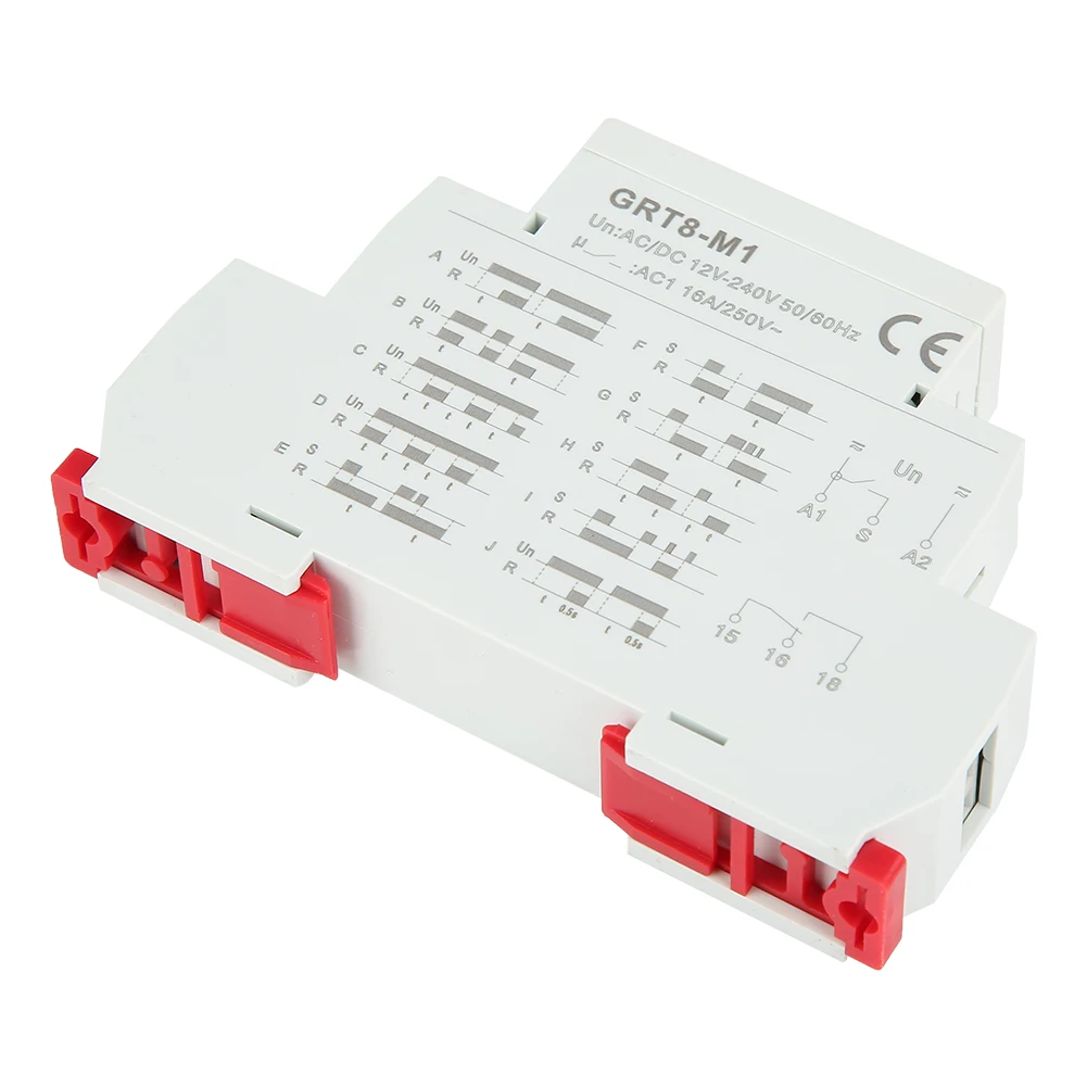 Delay Relay Delay Time Relay Time Relay GRT8-M1 Multifunctional Delay Time Relay with 10 Functions DIN Rail Mount AC/ 12V~240V