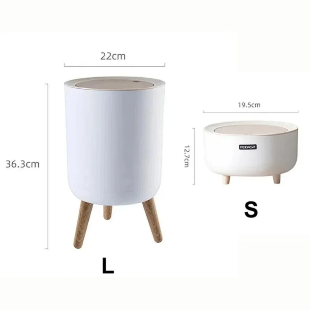 Trash Can with Lid Press Kitchen Garbage Container Toilet Can Press Cover Grain Foot Waste Bin Home Large Capacity Garbage Bin