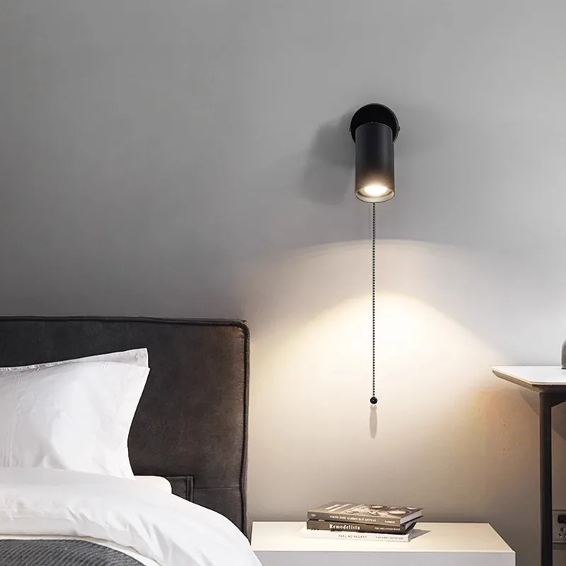 Modern Bedroom Wall Lamp Nordic Minimalist Decoration Bedside Wall Light Cable Switch Restaurant Kitchen Loft Lighting Fixtures