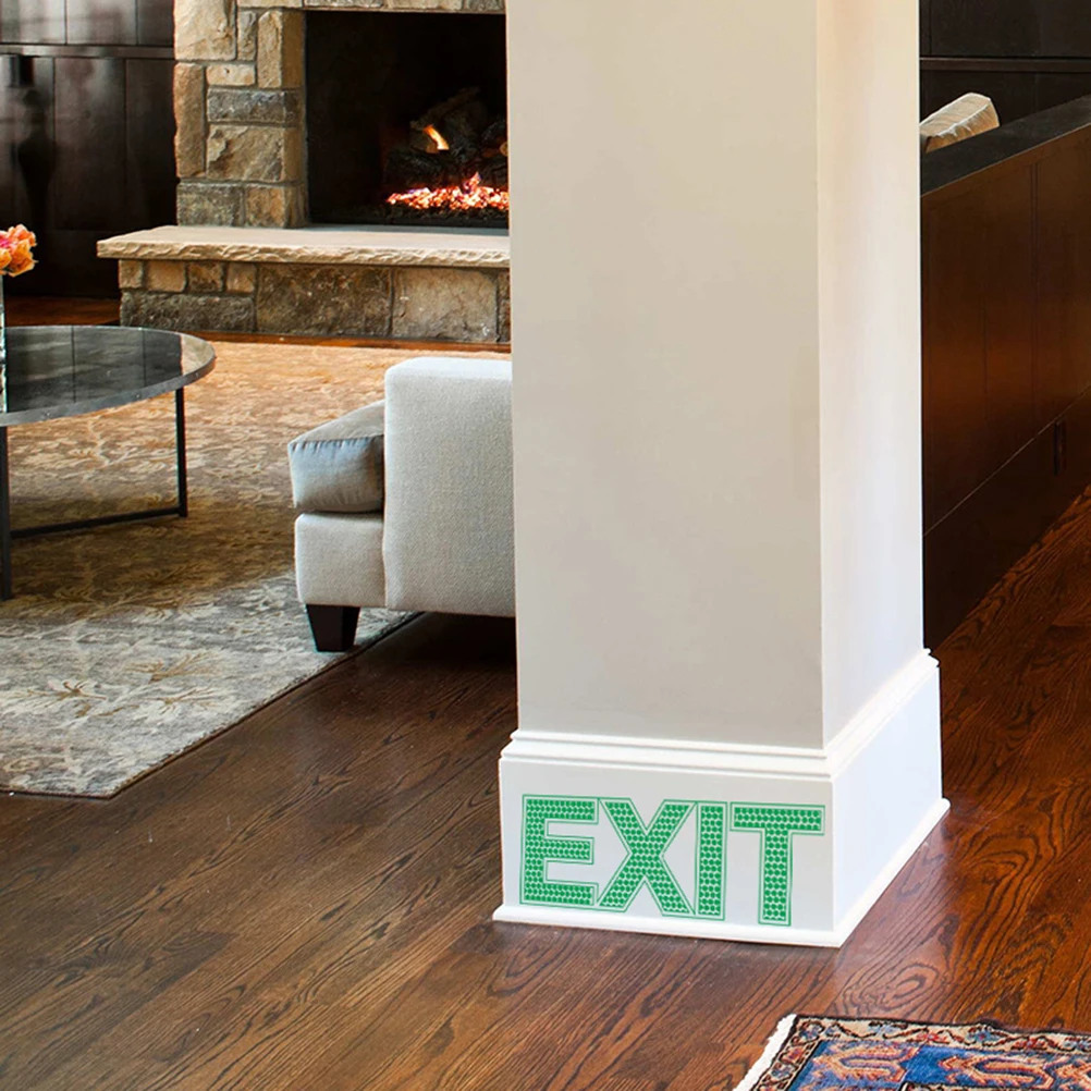 Safety Exit Sign Wall Sticker Door Adhesive Warning Emergency Stickers Luminous Decal