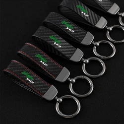 Leather Motorcycle keychain Horseshoe Buckle Jewelry for Kawasaki Kawasaki Ninja H2 Motorcycle Badge Keyring