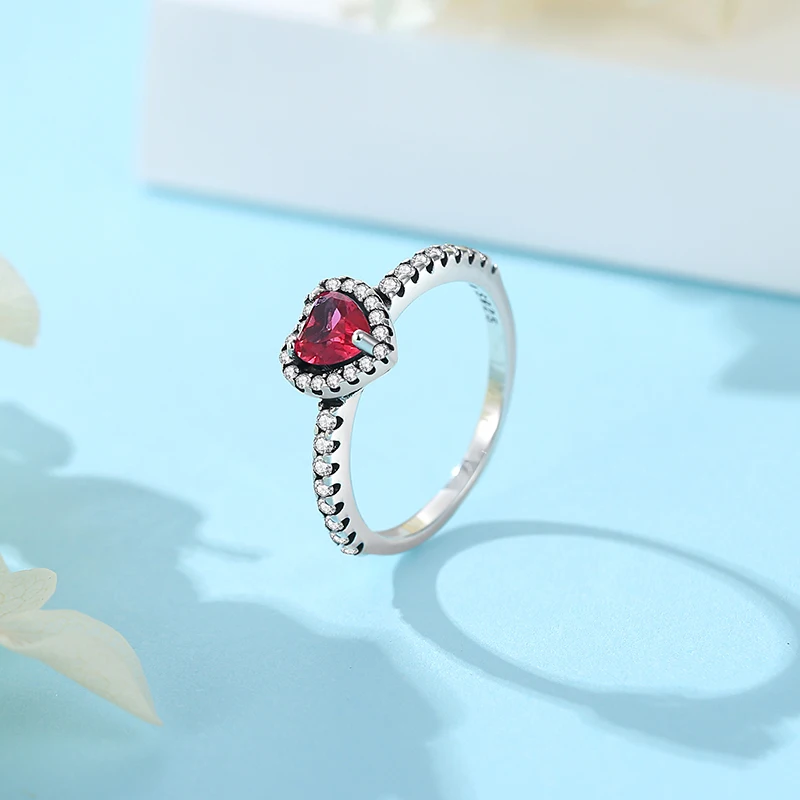 Anelli originali in argento Sterling 925 per le donne amore cuore fidanzamento matrimonio impilabile cristalli anello in oro rosa gioielli di lusso regalo