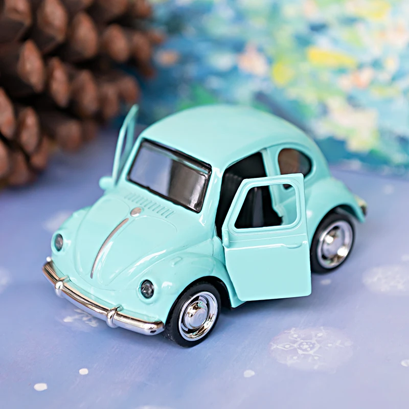 Modelo de Coche Clásico BEETLE de Aleación Fundida a Presión a Escala 1:43, Réplica de Vehículo en Miniatura con Función de Retroceso para Colección o Regalo