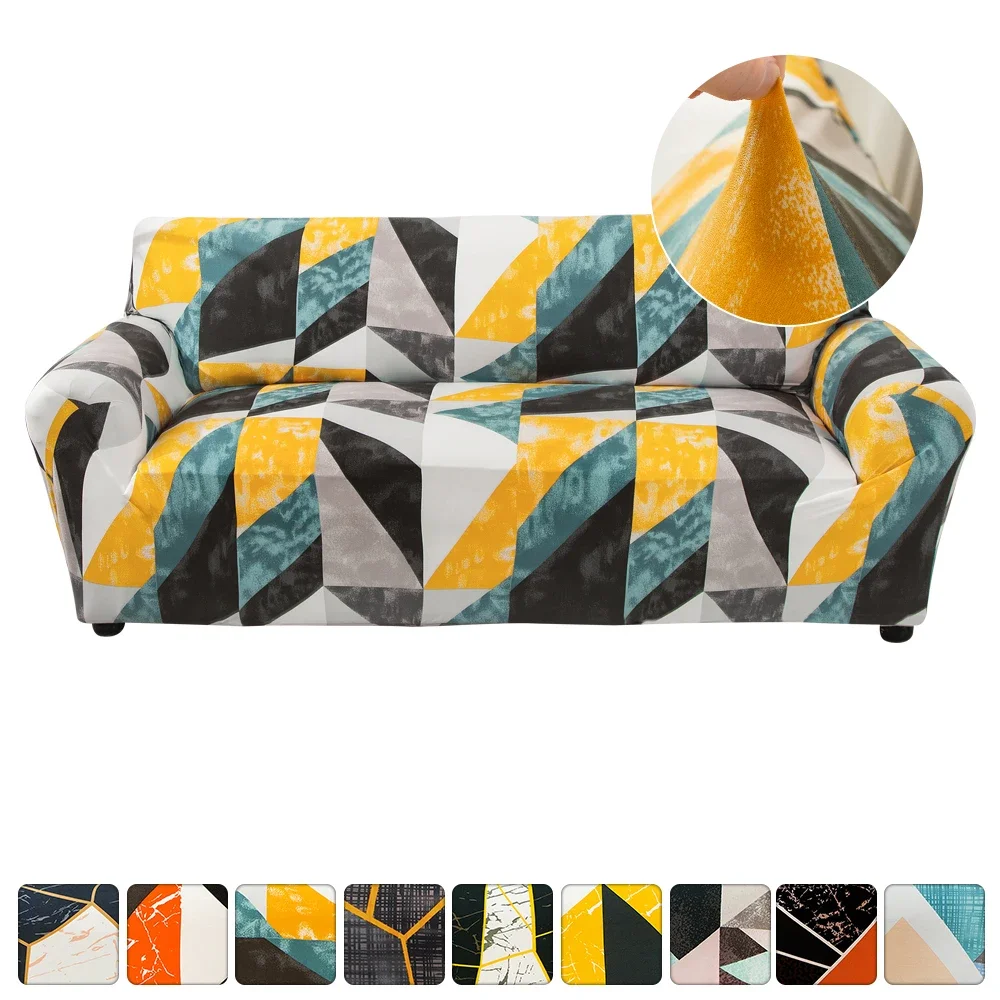 

Geometric Sofa Cover Elastic Seater Protector Washable Slipcover Couch Cover Cushion Cover Plaid 1/2/3/4 Seater Housse Canapé