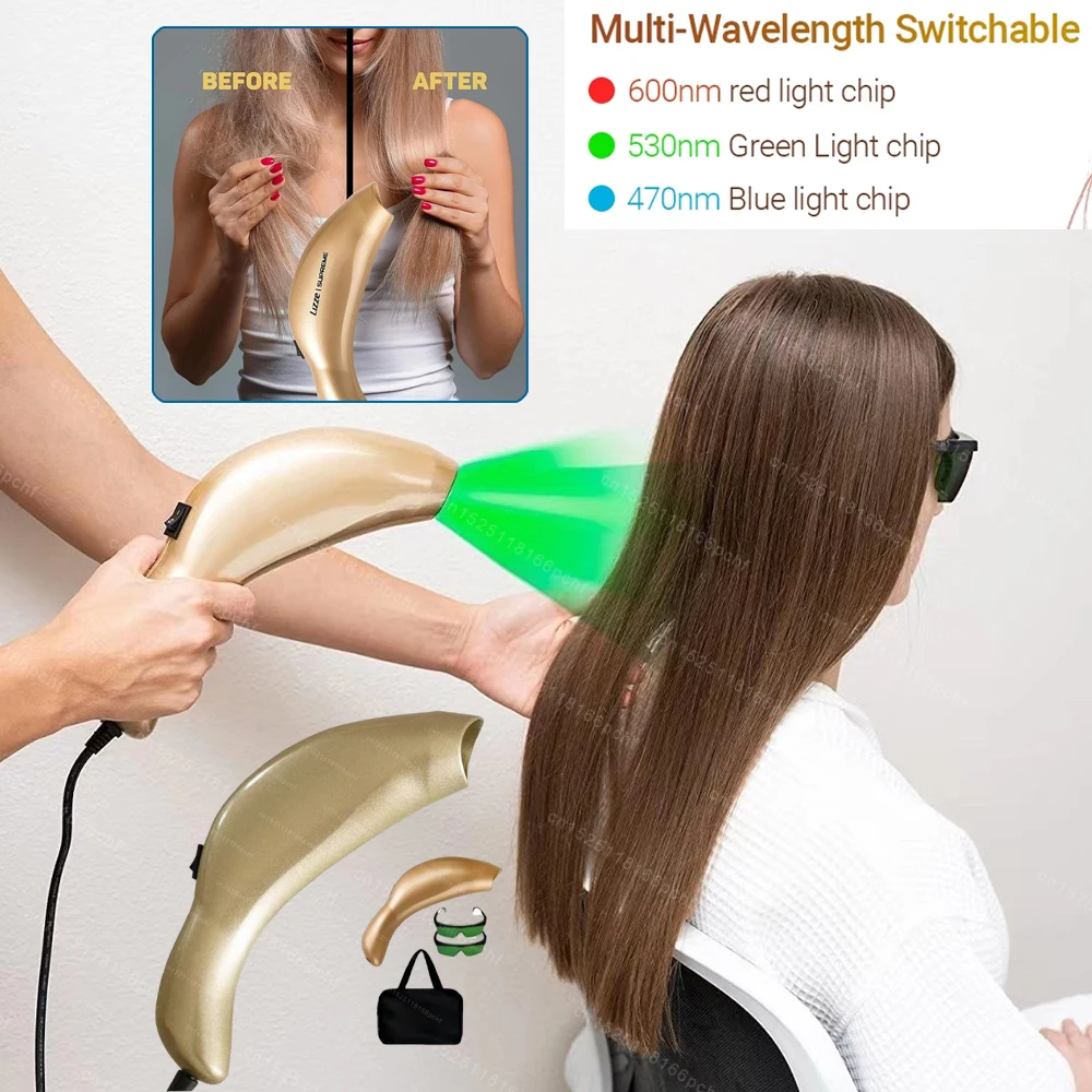 Tri-Chroma Photon Hair Therapy Device Professional Laser Hair Growth Anti Hair Loss Treatment Thinning Scalp Stress Relief