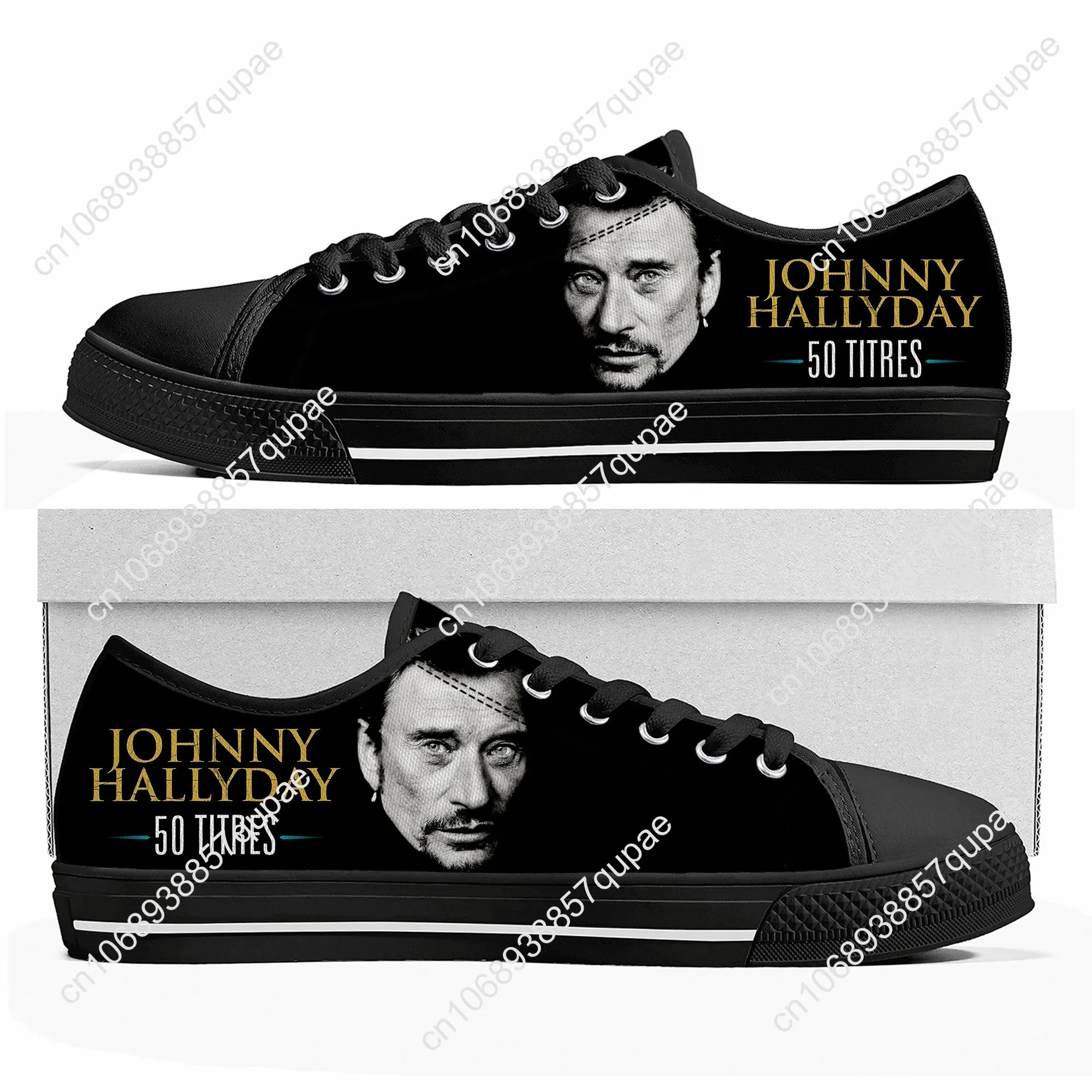 Johnny Hallyday sepatu kets kualitas tinggi, sepatu Sneakers kanvas kasual atasan rendah penyanyi Rock, sepatu pasangan kustom remaja pria dan wanita