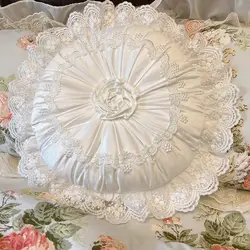 Romantic White lace back cushion round pumpkin cushion backrest heart shaped throw pillow