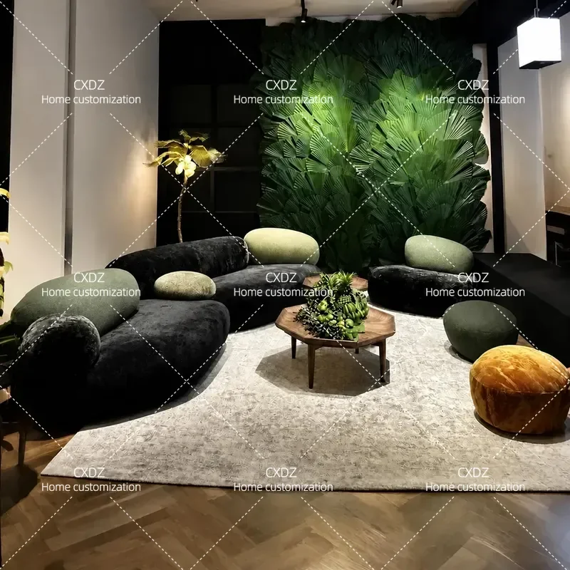 Modern Curved Corner Fabric Sofa Modular Sectional Cloud Ear Design for Living Room Large Apartment 2026 New Style