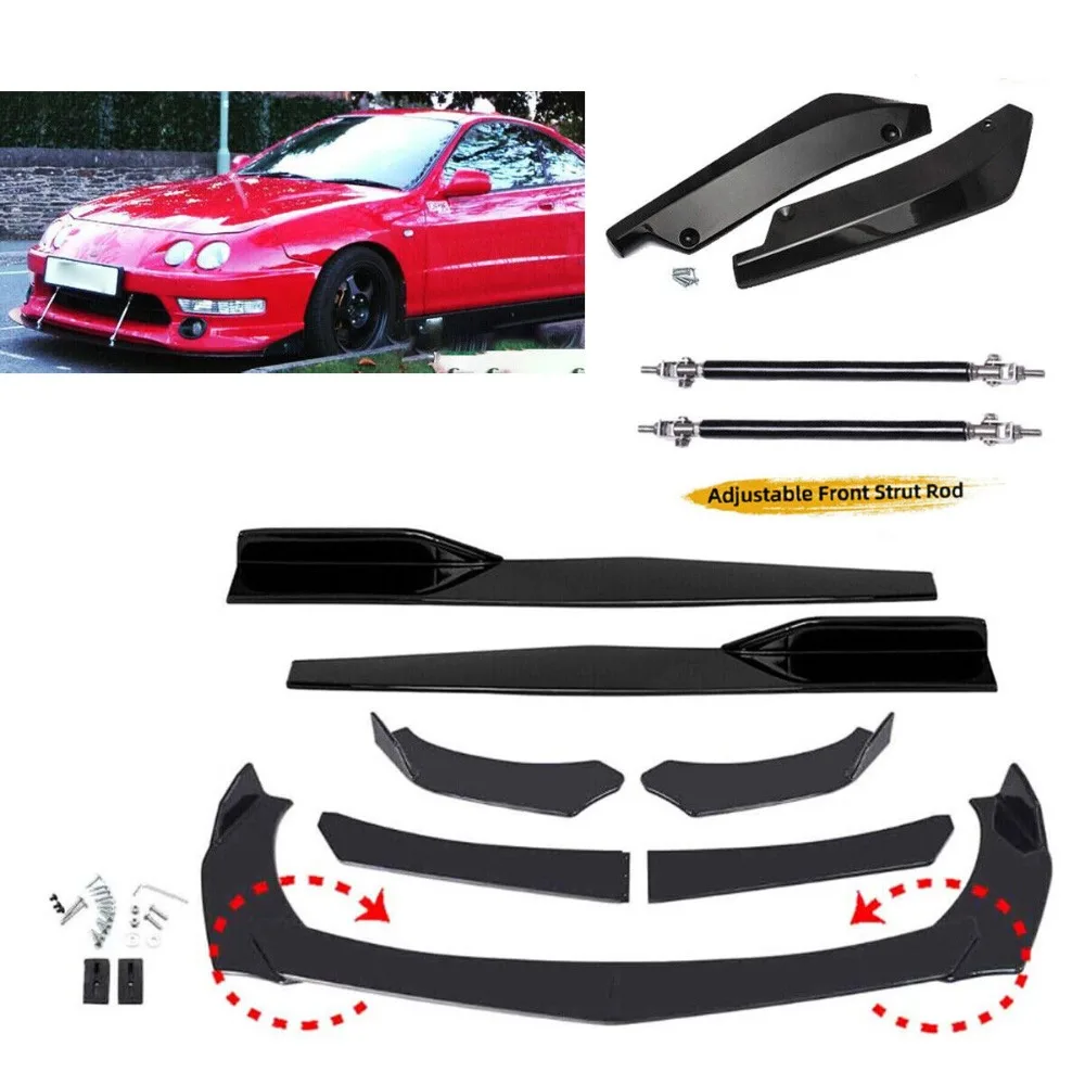 

For Acura Integra GS-R Front Bumper Spoiler Splitter Body Side Skirt Rear Lip BK United States