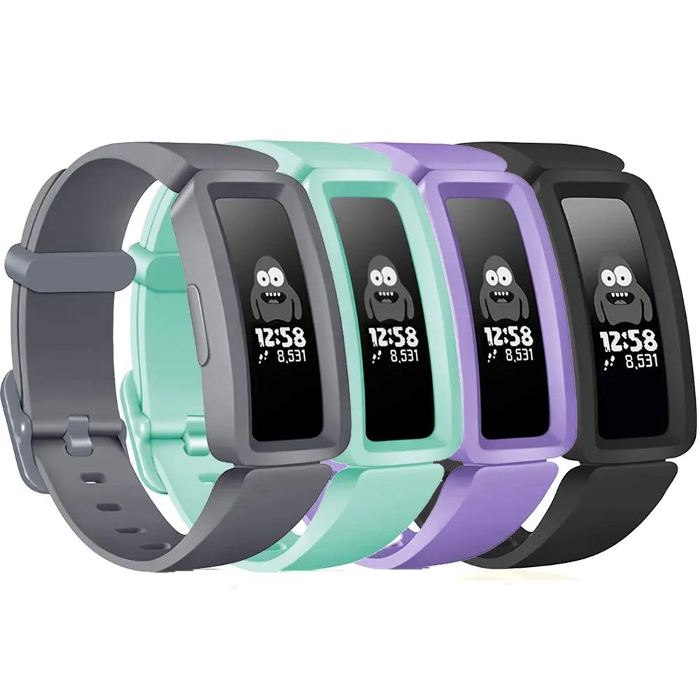 4 pçs pulseira de silicone para fitbit ace 2 crianças relógio inteligente substituição banda pulseira para fitbit inspirar hr pulseiras