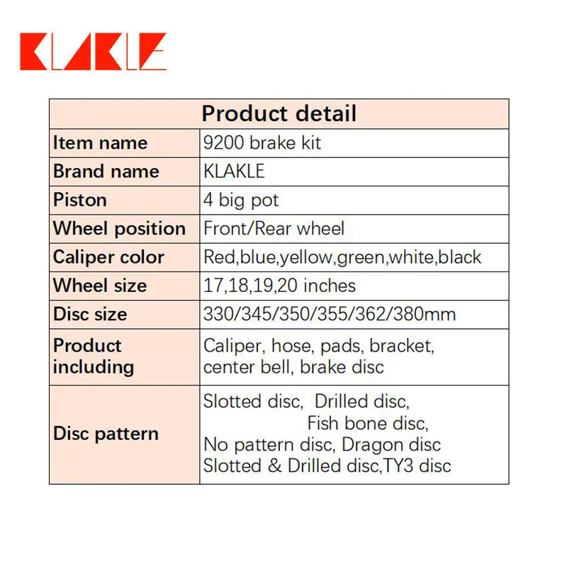 KLAKLE Tuning Brake Systems Brake Caliper 4 Pots 330*28mm Drilled Slot Brake Disc Front Wheel 17 Inches For Mazda RX8 2 3 4 5 6