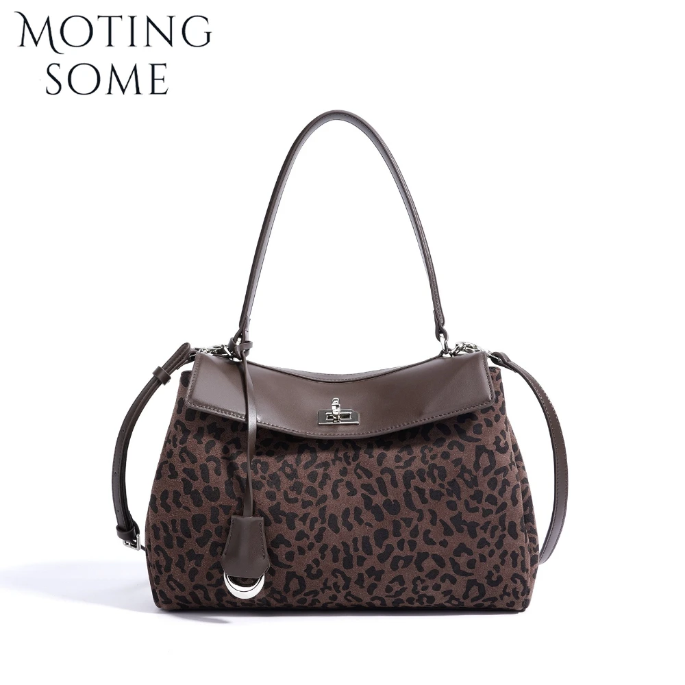 

Motingsome Leopard Print Suede Bag Woman Shoulder Messenger Bags Fashionable Lady Crossbody Satchel Luxury Handbag and Purse