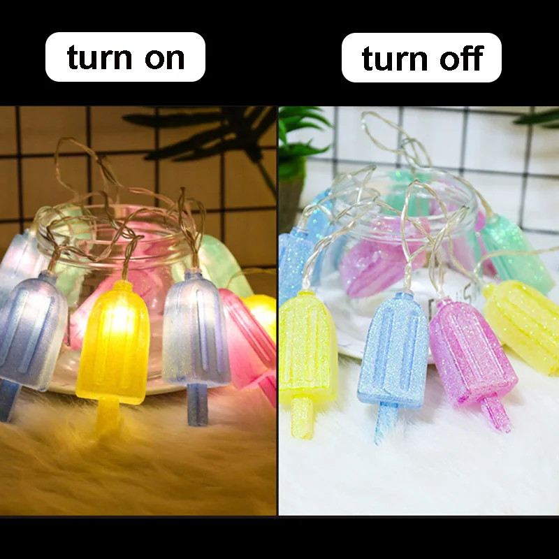 Luci della stringa del gelato stringa luminosa della luce del ghiacciolo lampada da notte carina Camera da letto Festa Vacanza Fai da te Glow Divano tavolo Decorazioni per interni