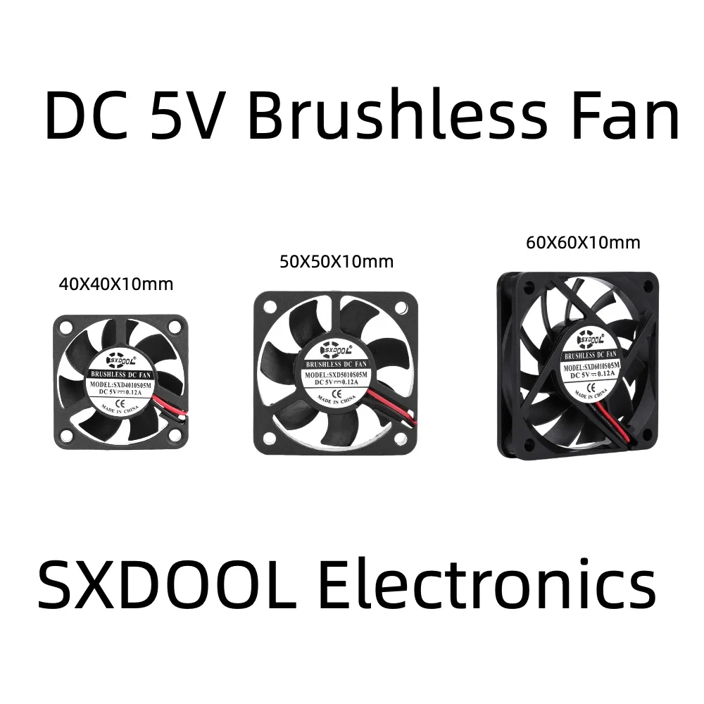 

40 мм x 40 мм x 10 мм 50 мм x 50 мм x 10 мм 60 мм x 60 мм x 10 мм DC 5 В 2-контактный бесщеточный охлаждающий бесшумный вентилятор охладители процессора рукав масляный подшипник