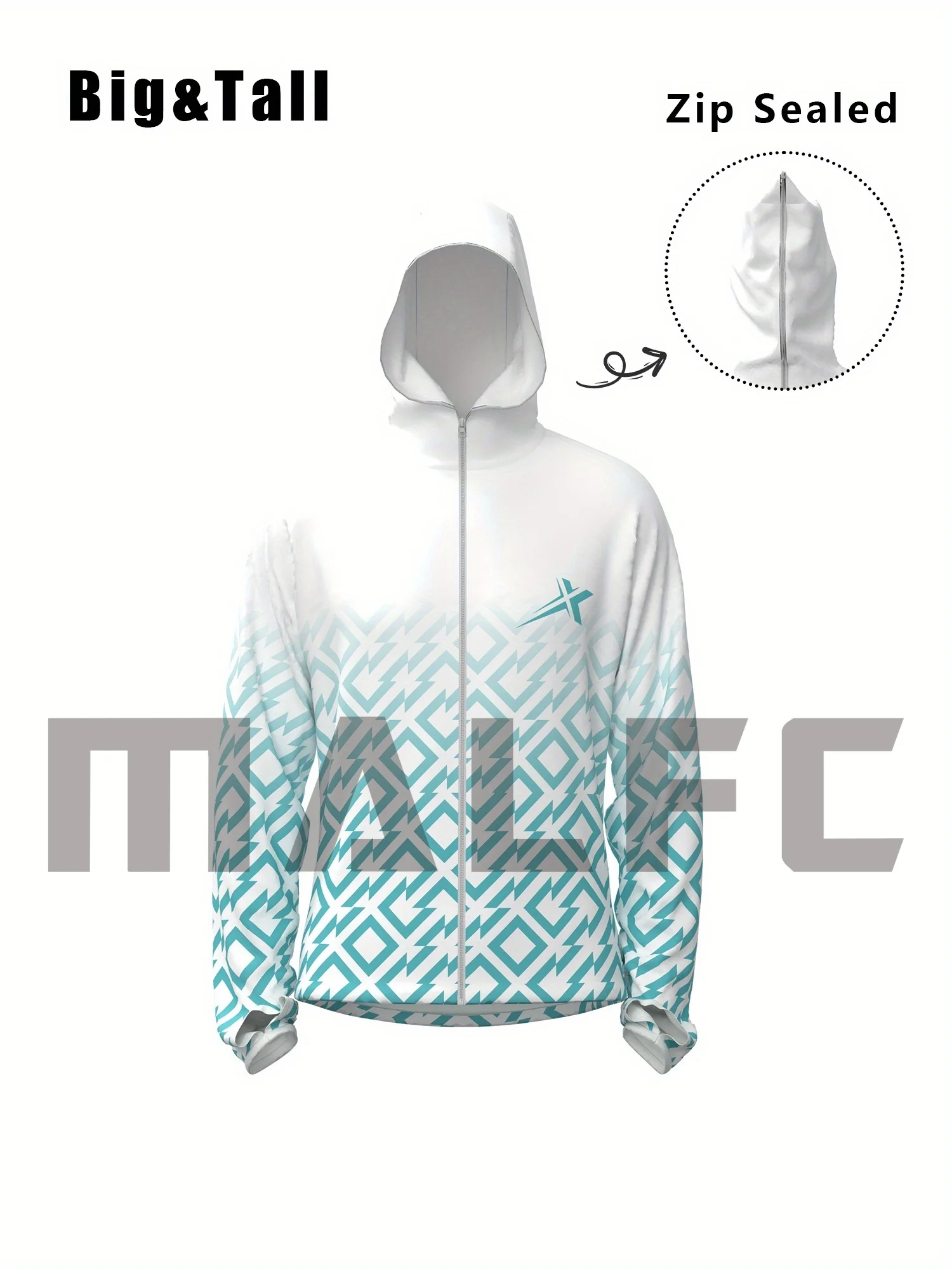 

Рыболовная одежда MALFC для мужчин: рубашка с капюшоном на молнии, длинный рукав, защита от ультрафиолета.