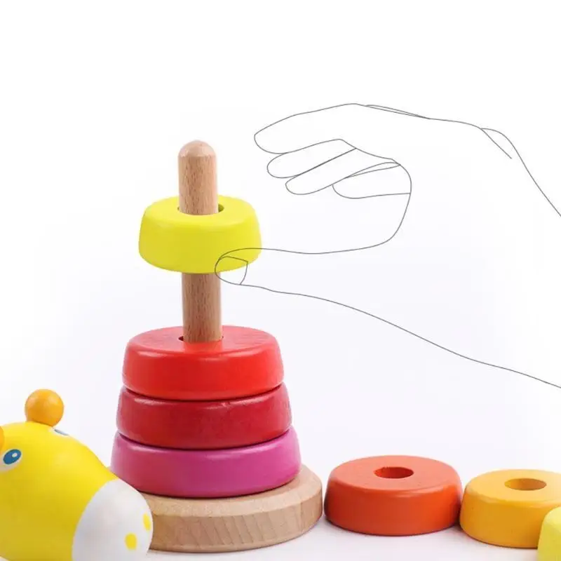 F62d 6inch كتلة التراص الخشبية لـ W/ Base Color Match Toy للأطفال التطور