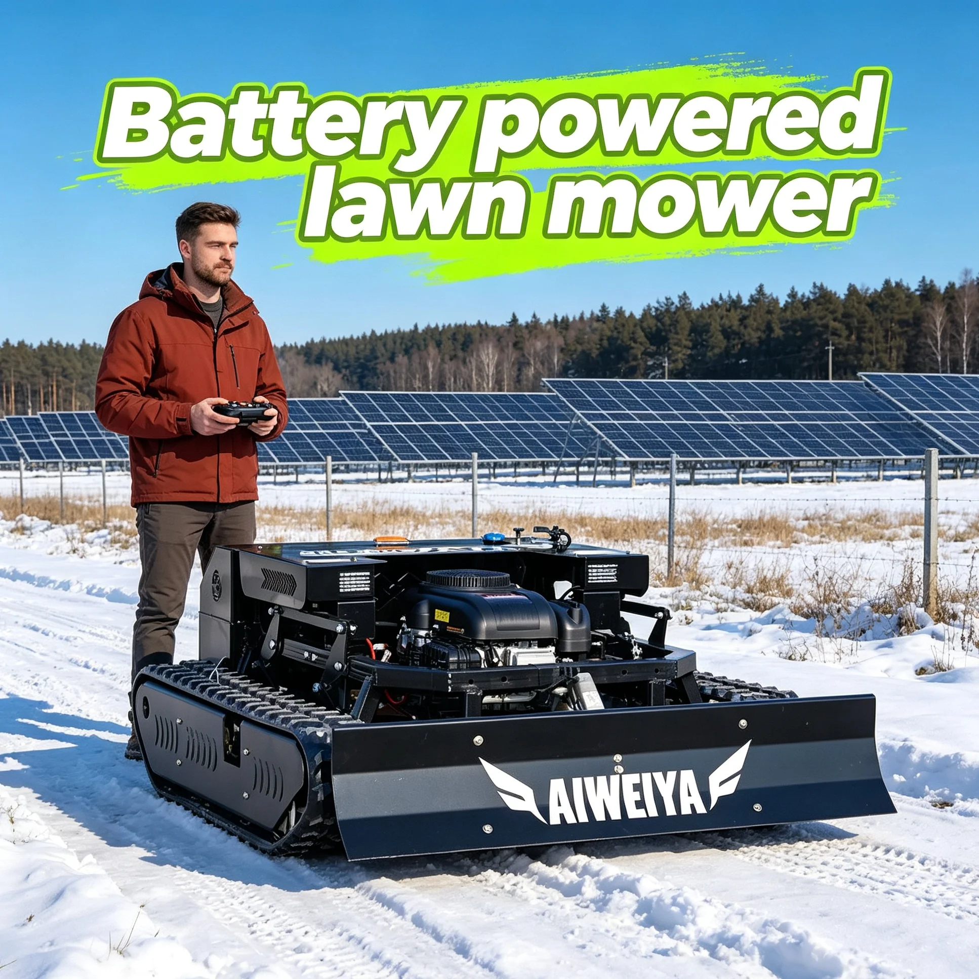 Customized self propelled remote‑controlled lawn mower 900, expandable storage rack, optional diesel power