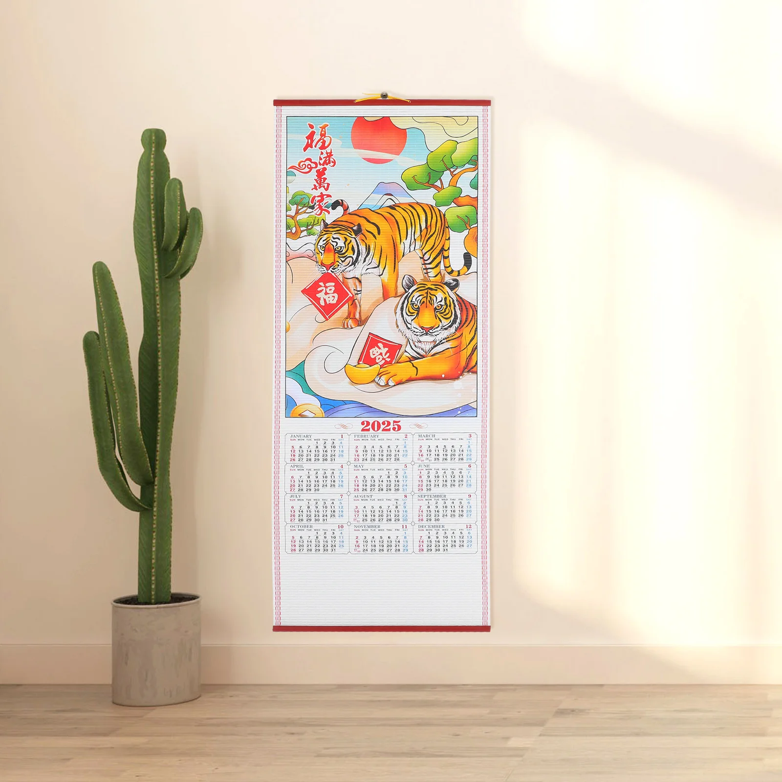 Chinese Year Of The Snake Wall Calendar Chinese Scroll Calendar Hanging Monthly Calendar Paper Rattan 2025 Calendar Office Decor