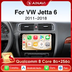 Ainavi Car Radio For Volkswagen VW Jetta 6 MK6 Wireless Carplay Android Auto Multimedia Player Car Stereo 48EQ GPS HDMI 2 Din