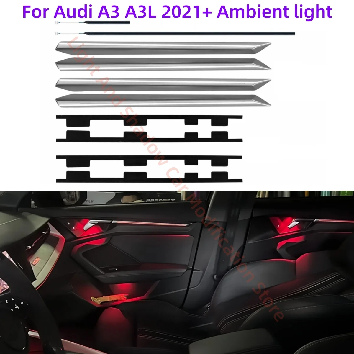 Automotive Ambient light for Audi A3 Interior LED light guide strip interior Atmosphere modification parts 30 color MMI control