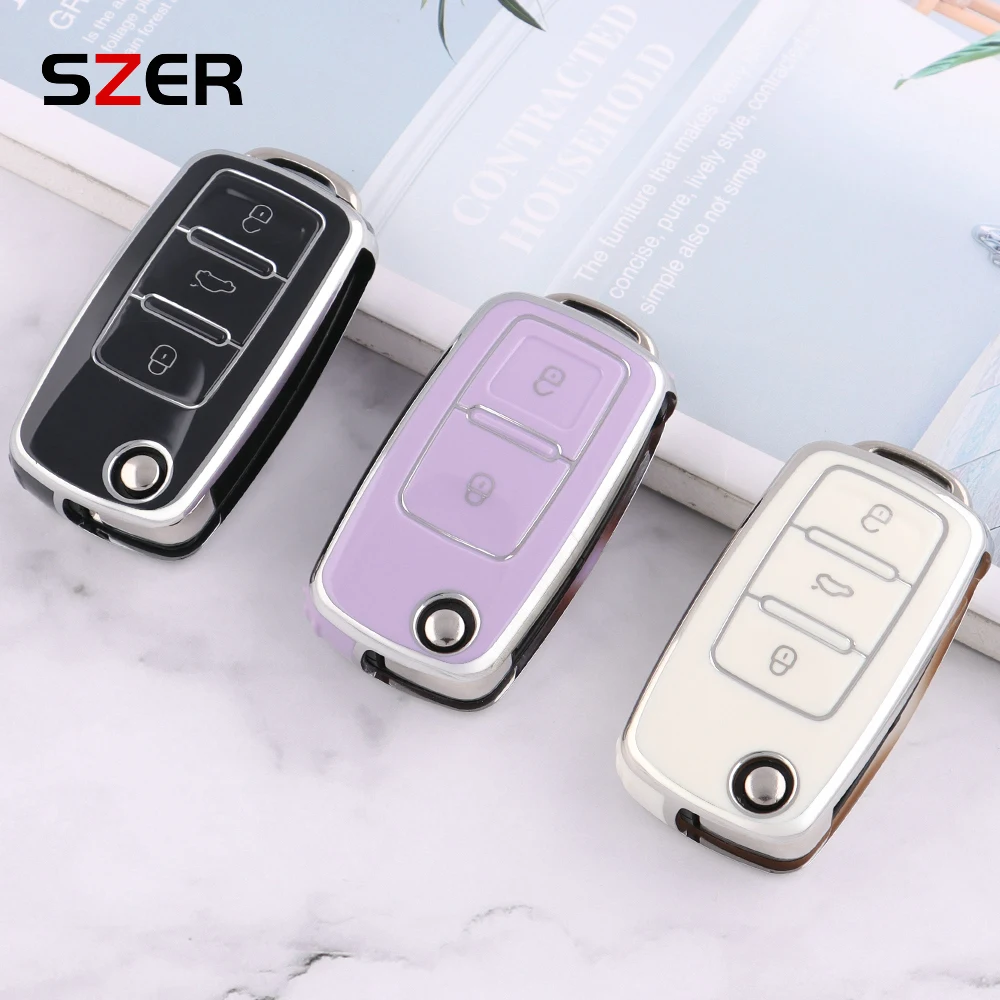 2 3 Buttons For VW Volkswagen MK4 Bora Golf 4 5 6 Jetta Passat Polo Bora Touran Skoda Seat HOT TPU Car Key Case Cover Shell Fob