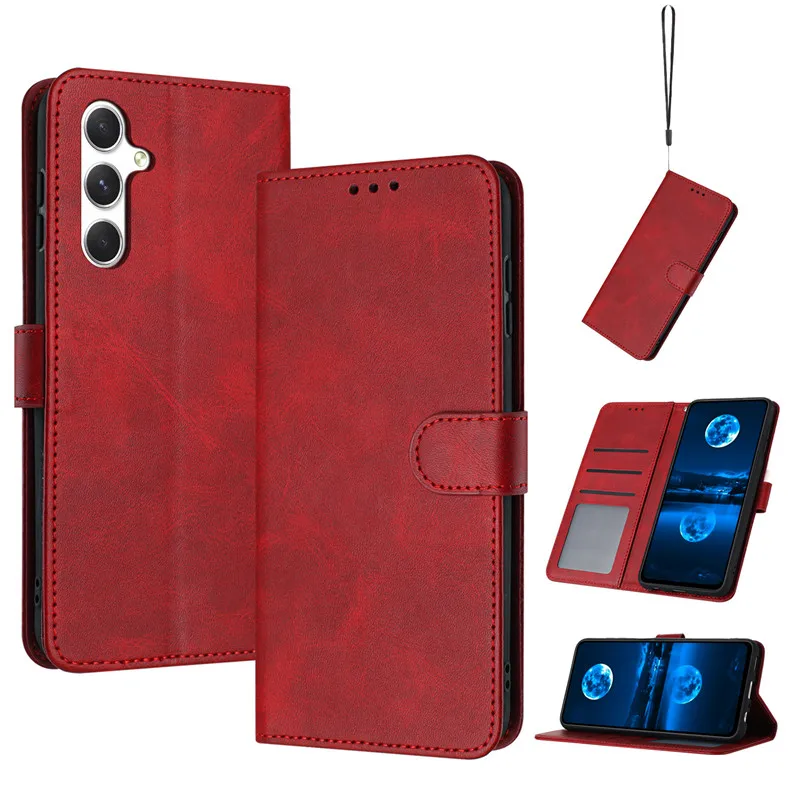 Magnetic Flip Cover Leather Case For Samsung Galaxy M15 F15 F14 M14 M54 M53 M33 M23 M13 F23 5G Solid color Skin Feel Wallet Bags