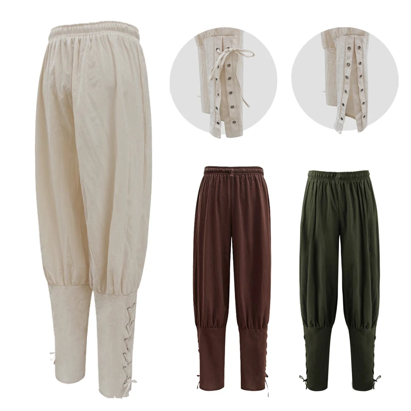 

Medieval Retro Leggings Cos Halloween Loose Casual Pirate Ship Cosplay Stage Suit Harlan Pants