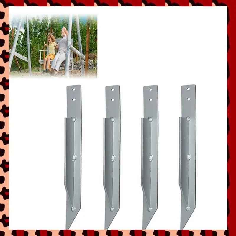 A72P Pack Of 4 Fence Post Repair Upgraded Fence Post Anchor Ground Spike For Repair Tilted/Broken Wood Fence Post