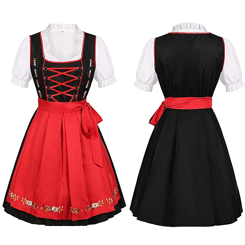

Women 3pcs Set German Bavarian Oktoberfest Costumes Tops+Dress+Apron For Bavarian Oktoberfest Carnival Dirndl Beer Girl Dress
