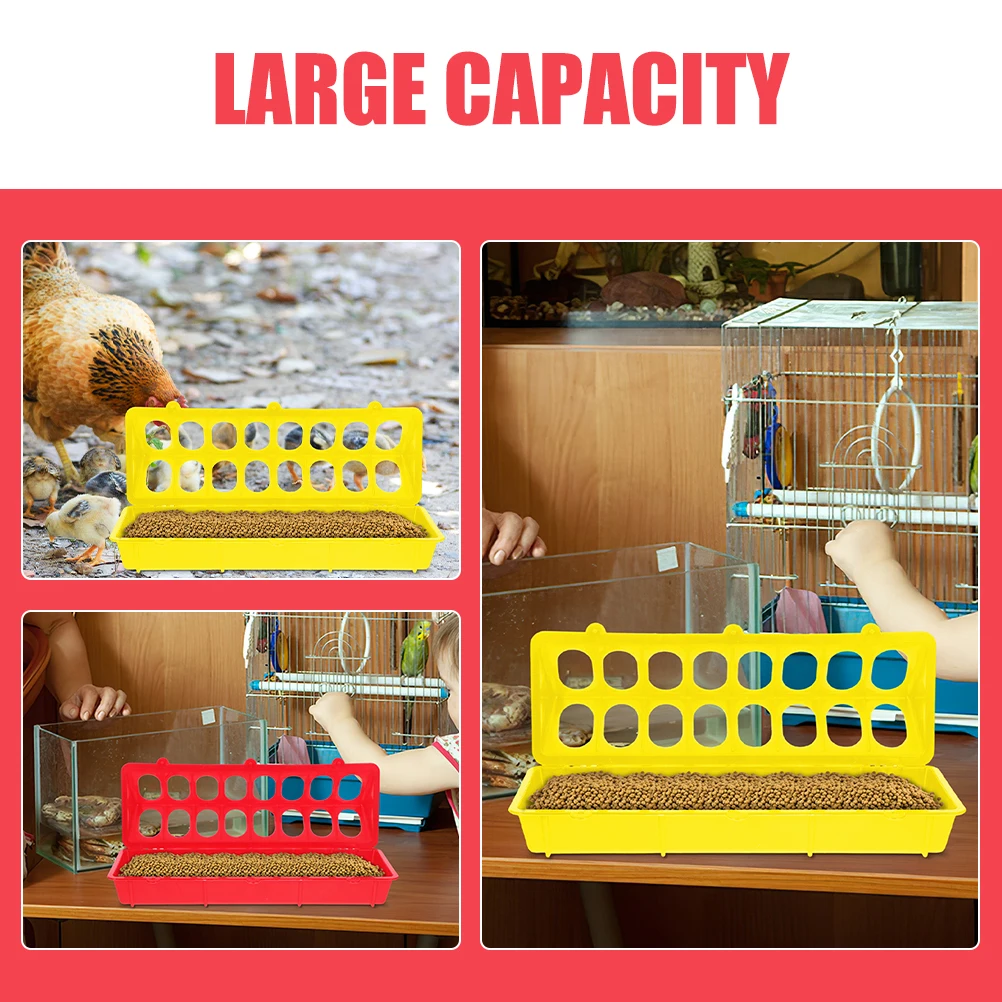 

2Pcs Rutin Plastic Chicken Feeder Flip-Top Design Long Trough Large Capacity Automatic Poultry Feeding Container
