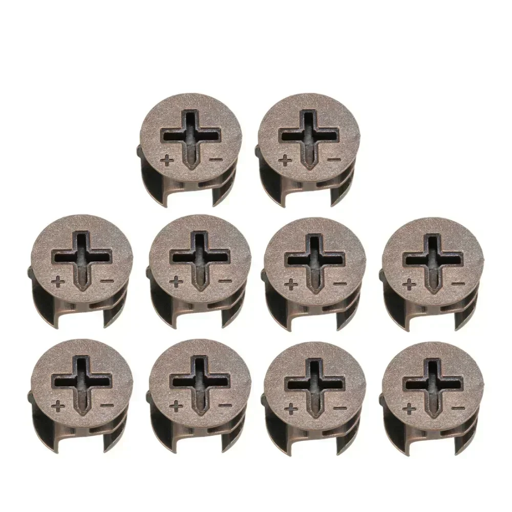 Uxcell New Hot 10pcs Furniture Side Connecting 15 x 12mm Cam Fitting Dowel Pre-inserted Nut Furniture Cam Lock Nut Fastener