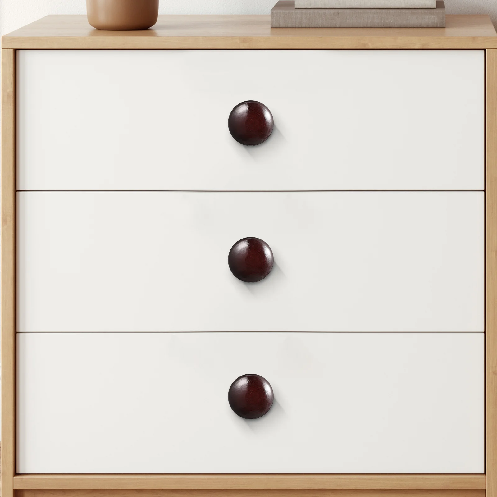 

20Pcs Solid Wood Drawer Knobs Round Polished Cabinet Door Handles for Dressers Wardrobes Kitchen Cabinets Furniture Hardware