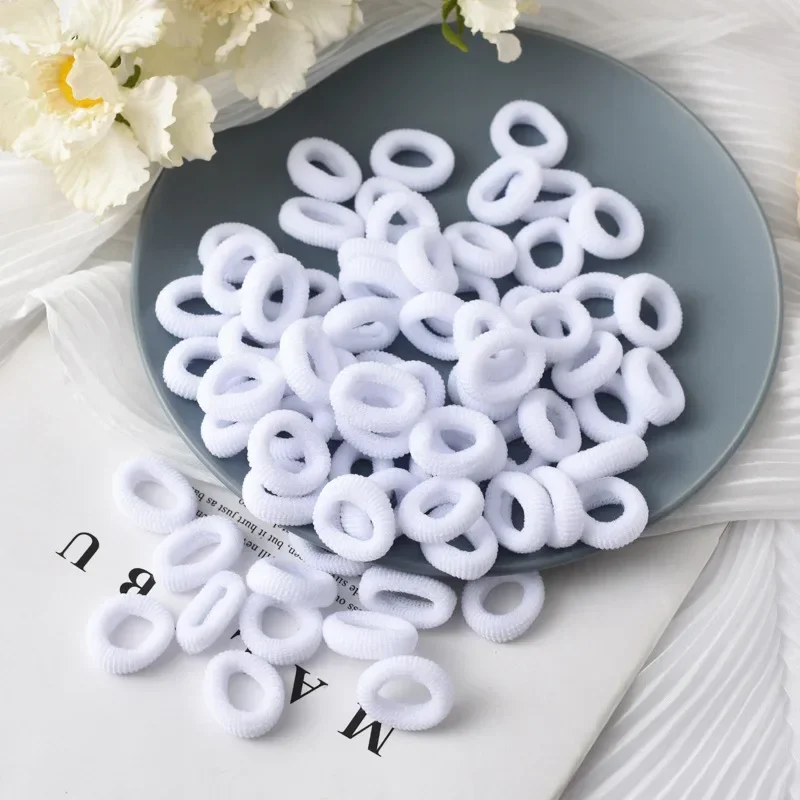 100pcs 2.8cm Baby Girls Nylon Hair Bands Children Soft Seamless Hair Ties Rubber Bands Gril's  Accessories White Candy Color