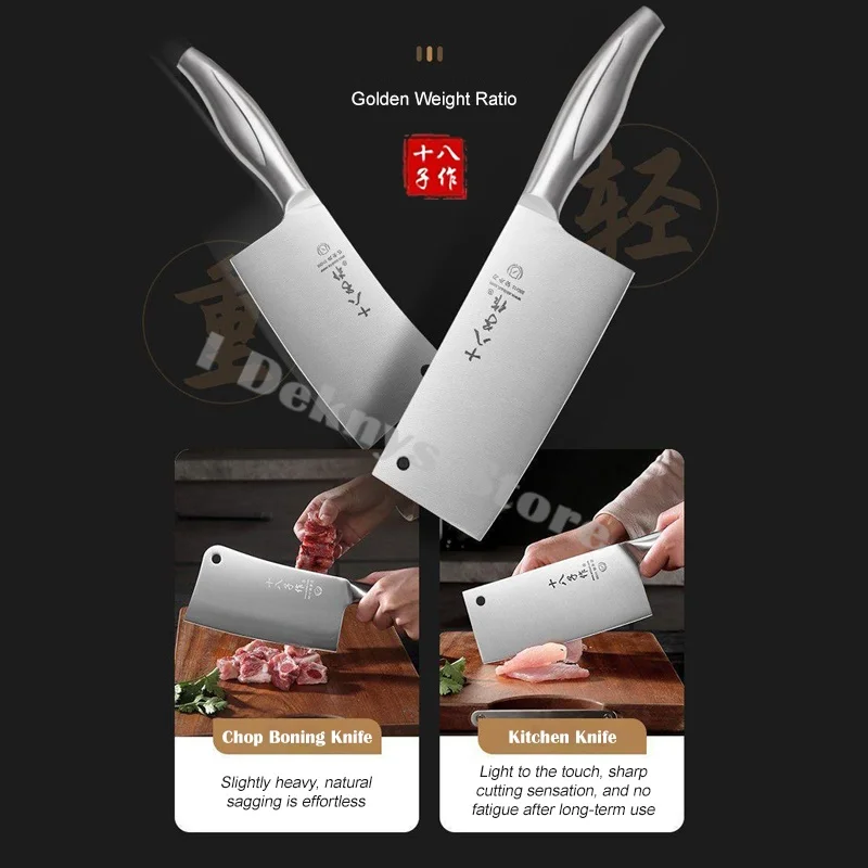 SHIBAZI Kitchen Knives Set Professional Chef Knife 30cr13 Stainless Steel Cleaver Knives Meat Slicing Chop Boning Butcher Knife