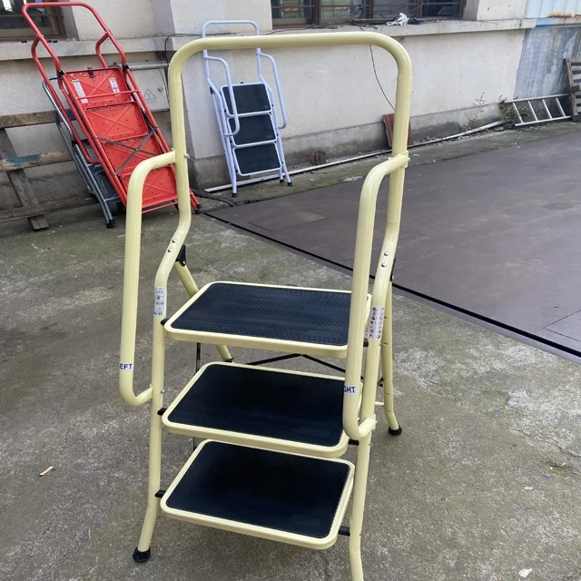 3 Step Safety Ladder, Padded Handrails, Non-Slip Steps, Foldable Design, Home Kitchen Use, Heavy Duty, 300LB Capacity