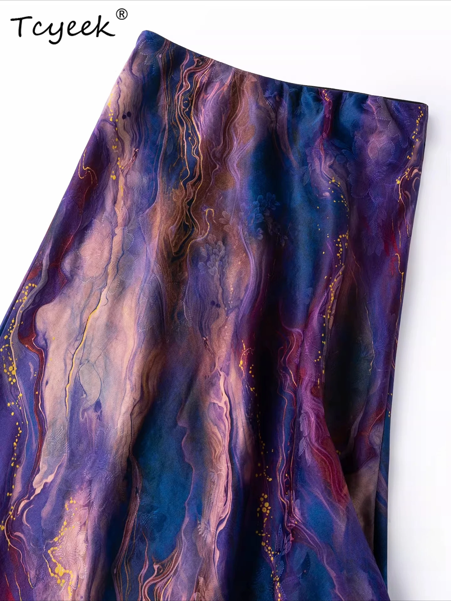 Tcyeek 100% Real Silk Skirts for Women 2026 Spring New Arrive Vintage Slimming Fishtail Skirt Ladies Clothes Faldones Para Mujer