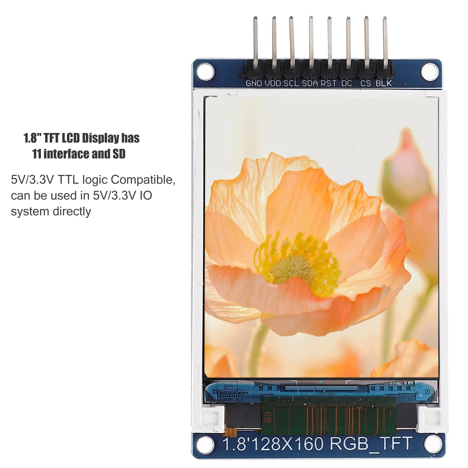 

1.8 Inch St7735s Spi 128x160 LCD Display Module Pcb Compatible for 51 Mcu 262K Colors LED Backlight High Resolution Screen