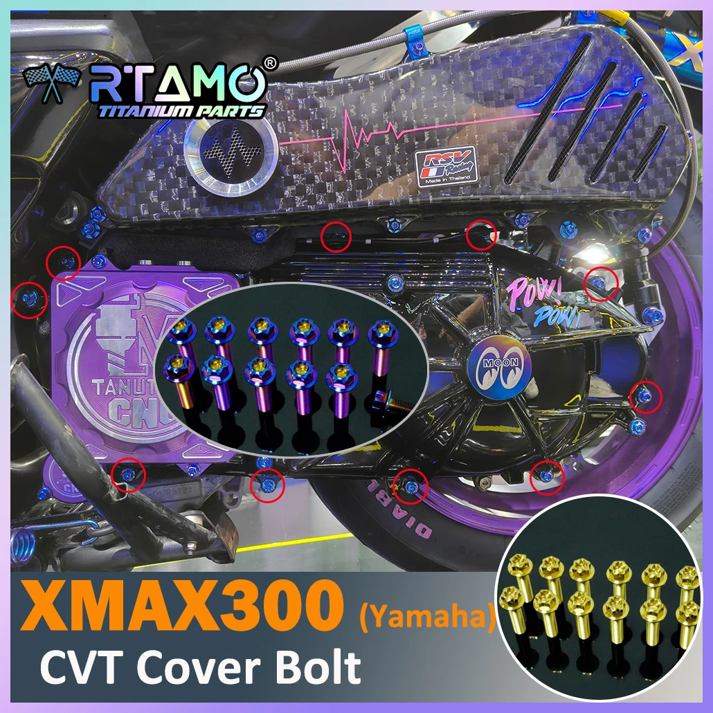RTAMO Titanium Alloy Bolt Modified CVT Cover Screw Fit for Yamaha XMAX300