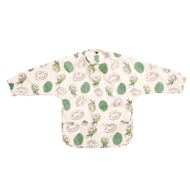 الأطفال بولي PU طويلة الأكمام المرايل الرضع طفل مقاوم للماء سموك الوليد الأكل تغذية المئزر مع جيب صبي فتاة ملابس تجشؤ سموك