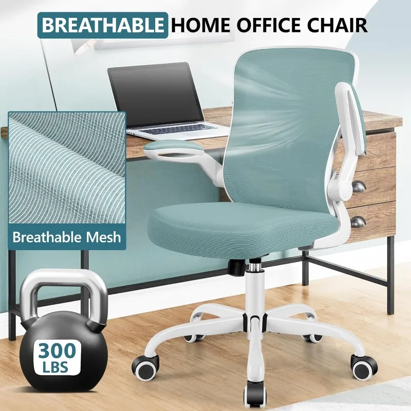 MINLOVE-Chaise de Bureau Ergonomique avec Support Lombaire, à Comcussion Roulante avec Roues et Bras Rabattables, Recommandé